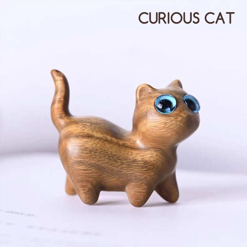 (Last Day of Christmas Sale - 48% OFF) Sandalwood hand-carved wood cat - Buy 6 Get Extra 20% OFF& Vip shipping