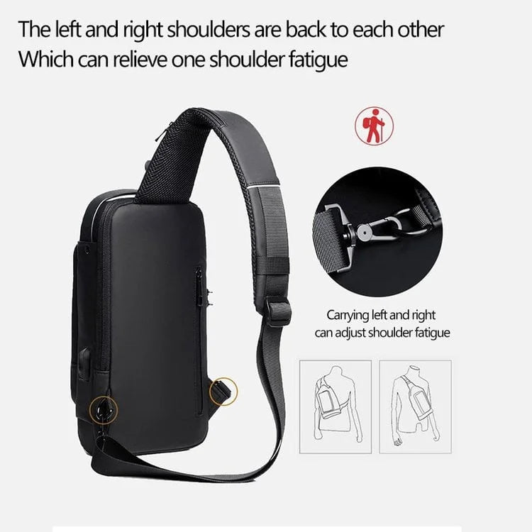 USB Charging Sport Sling Anti-theft Shoulder Bag