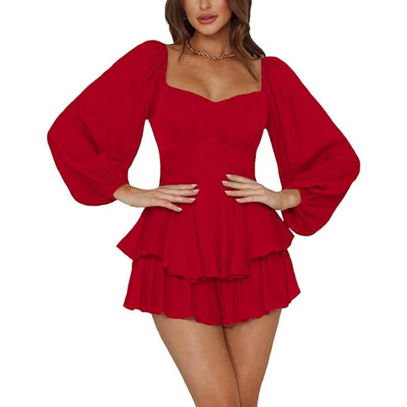 Spring Ruffle Sleeves Mini Dress