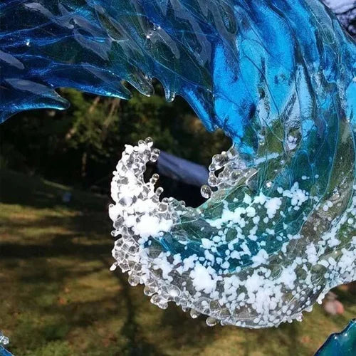 Ocean Wave Fused Blue Sculpture