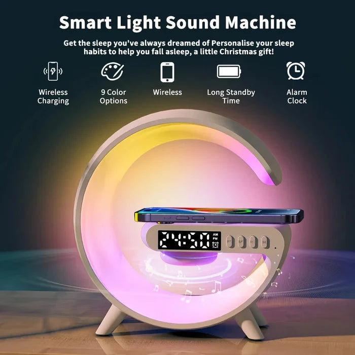 Multifunctional Bluetooth Speaker-Colorful Atmosphere Light Wireless Charging and Clock All-in-one Machine - Christmas Sales - 49% OFF