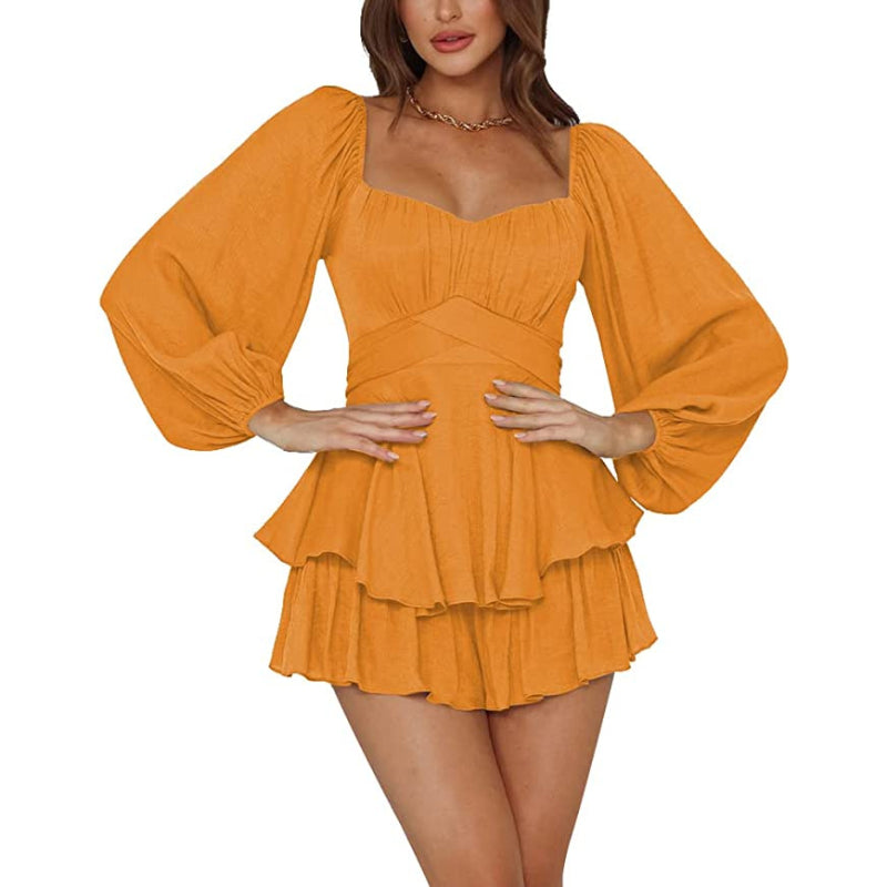 Spring Ruffle Sleeves Mini Dress