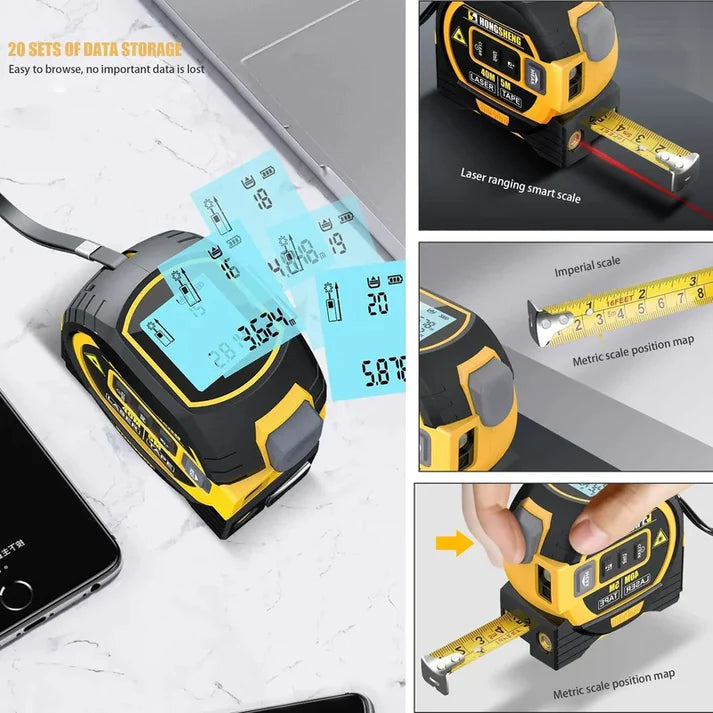 REBANB 3-IN-1 DIGITAL LASER MEASURING TAPE